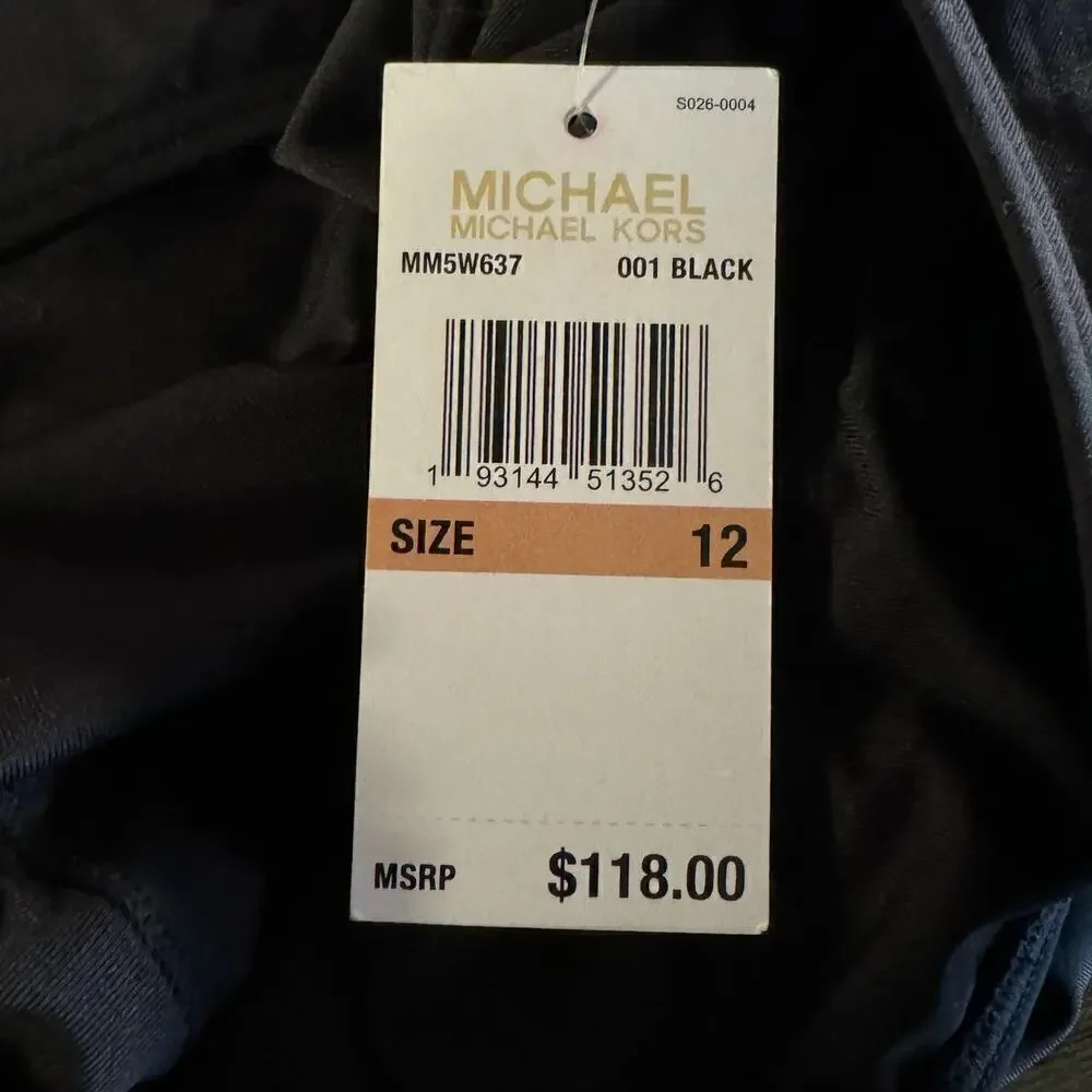 NWT Michael by Michael Kors One Piece Swimsuit Black Lightly Padded Size 12